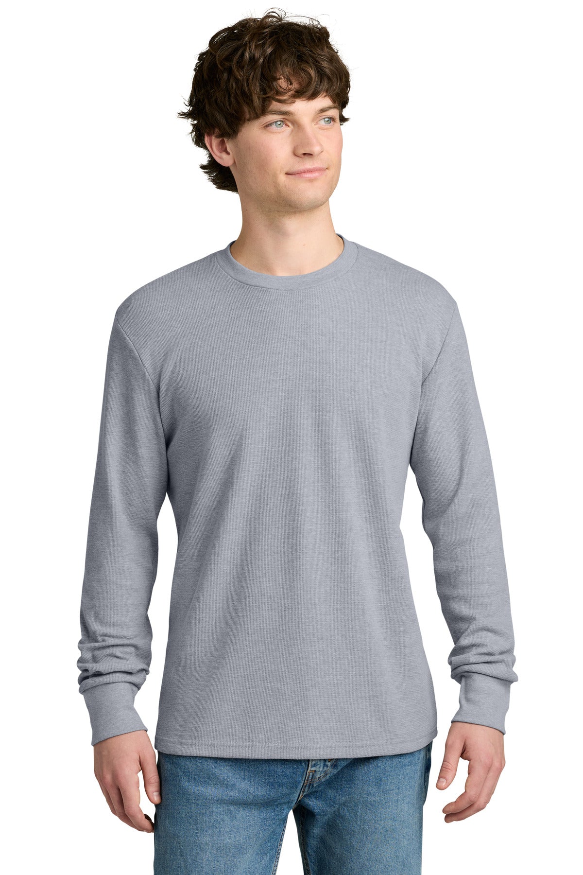 Custom logo Next Level Apparel® Ideal Thermal Long Sleeve Tee NL8211 in Heather Gray