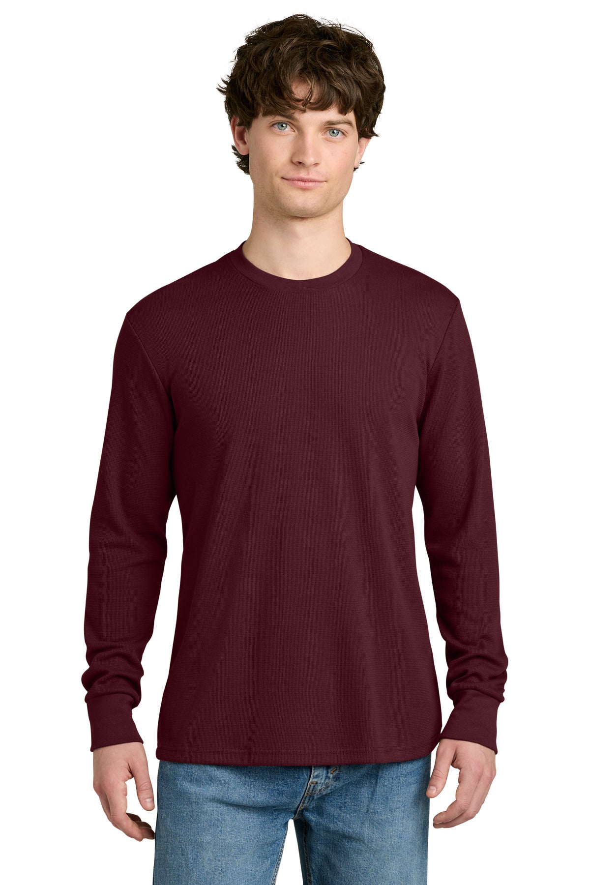 Custom logo Next Level Apparel® Ideal Thermal Long Sleeve Tee NL8211 in Maroon