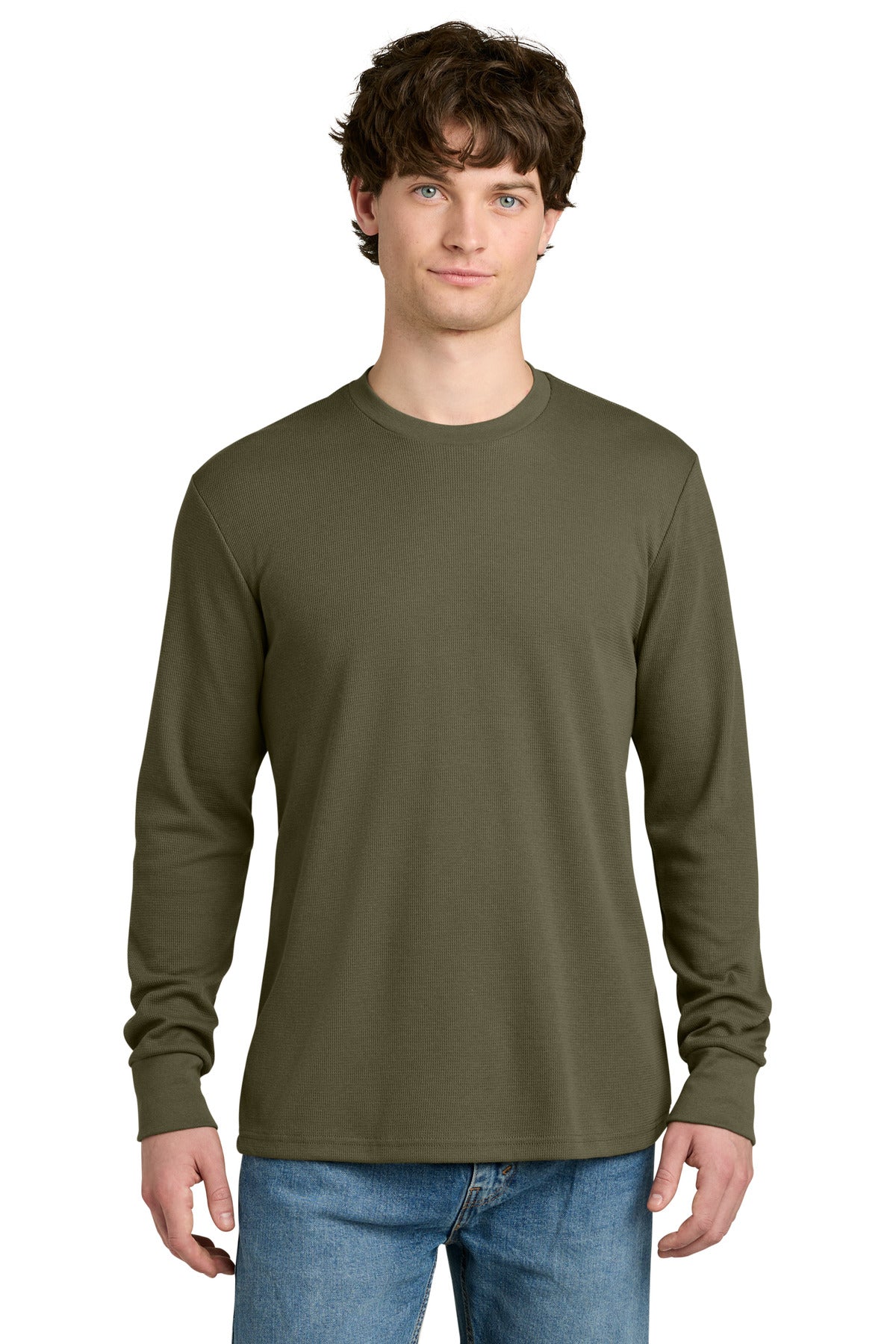 Custom logo Next Level Apparel® Ideal Thermal Long Sleeve Tee NL8211 in Military Green