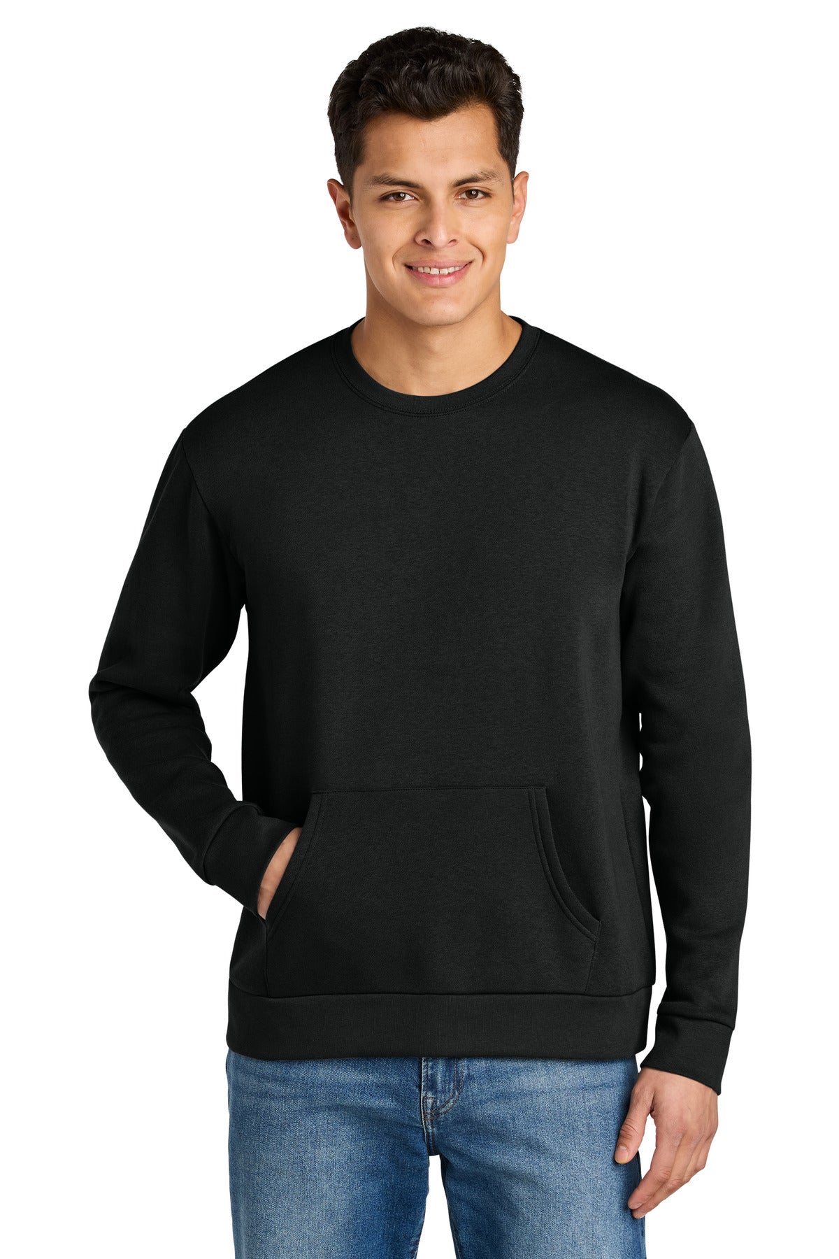 Custom logo Next Level Apparel® Santa Barbara Pocket Sweatshirt NL9001 in Black