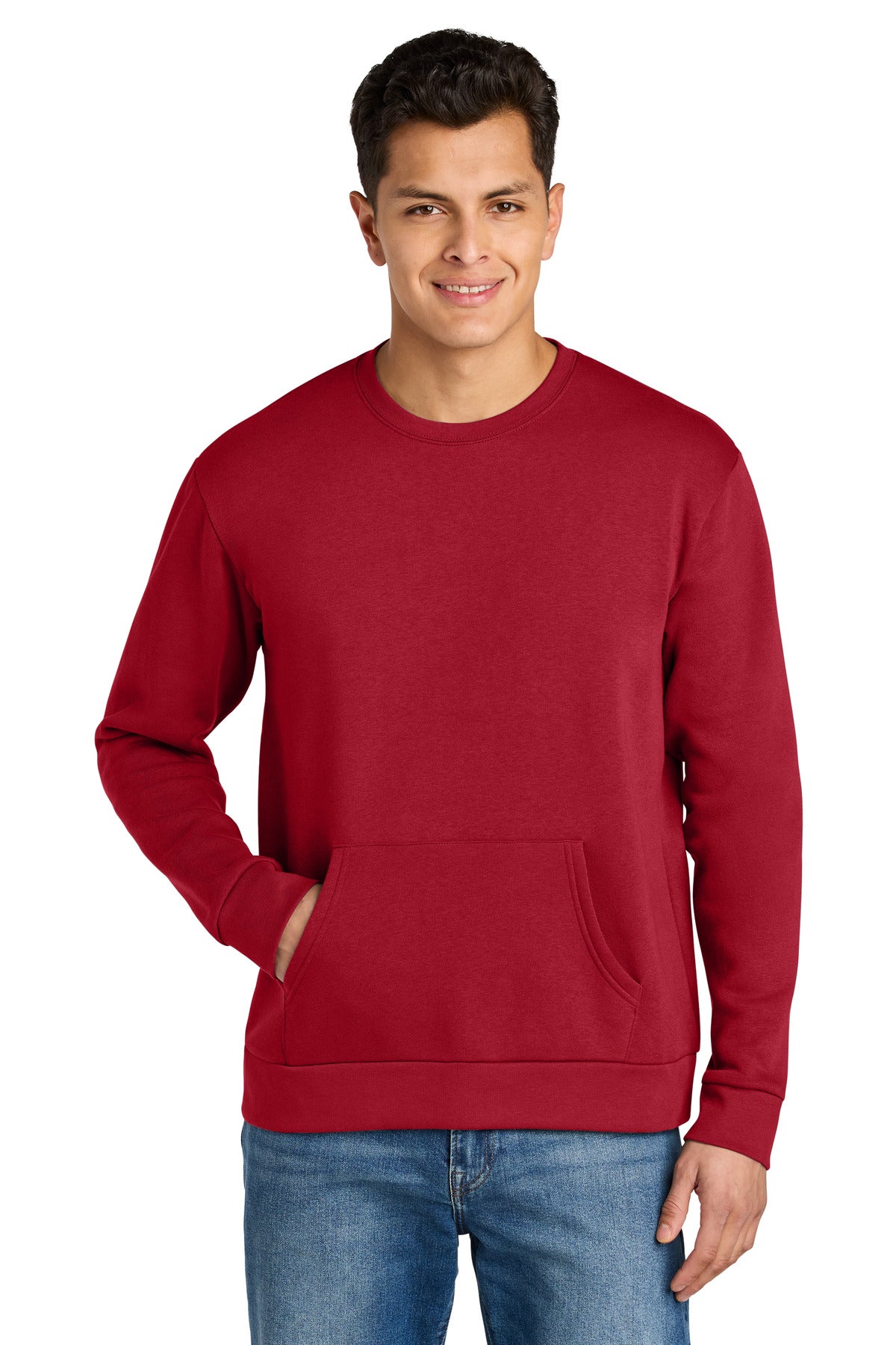 Custom logo Next Level Apparel® Santa Barbara Pocket Sweatshirt NL9001 in Red