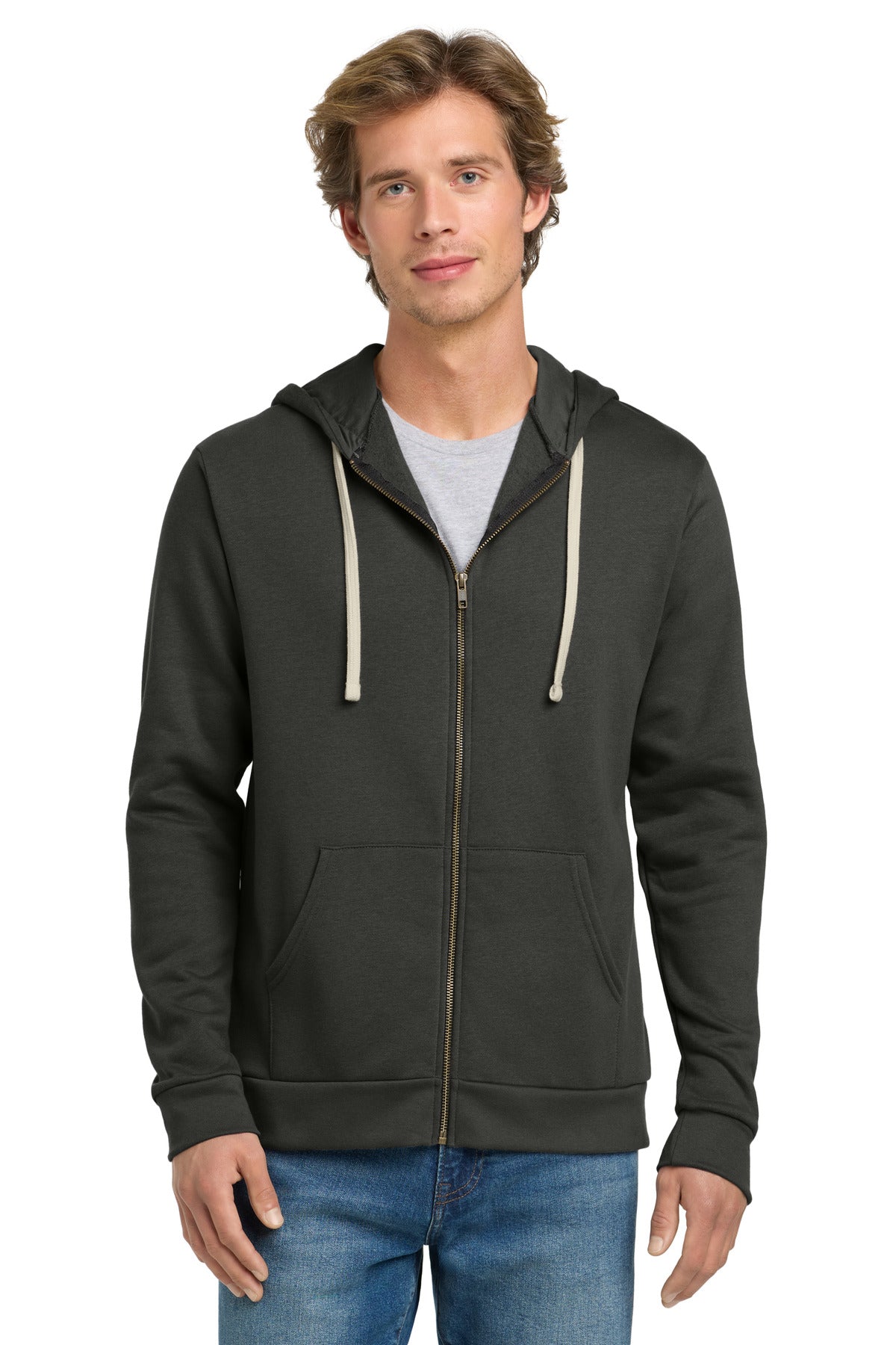 Custom logo Next Level Apparel® Adult Santa Barbara Zip Hoodie. NL9602 in Heavy Metal