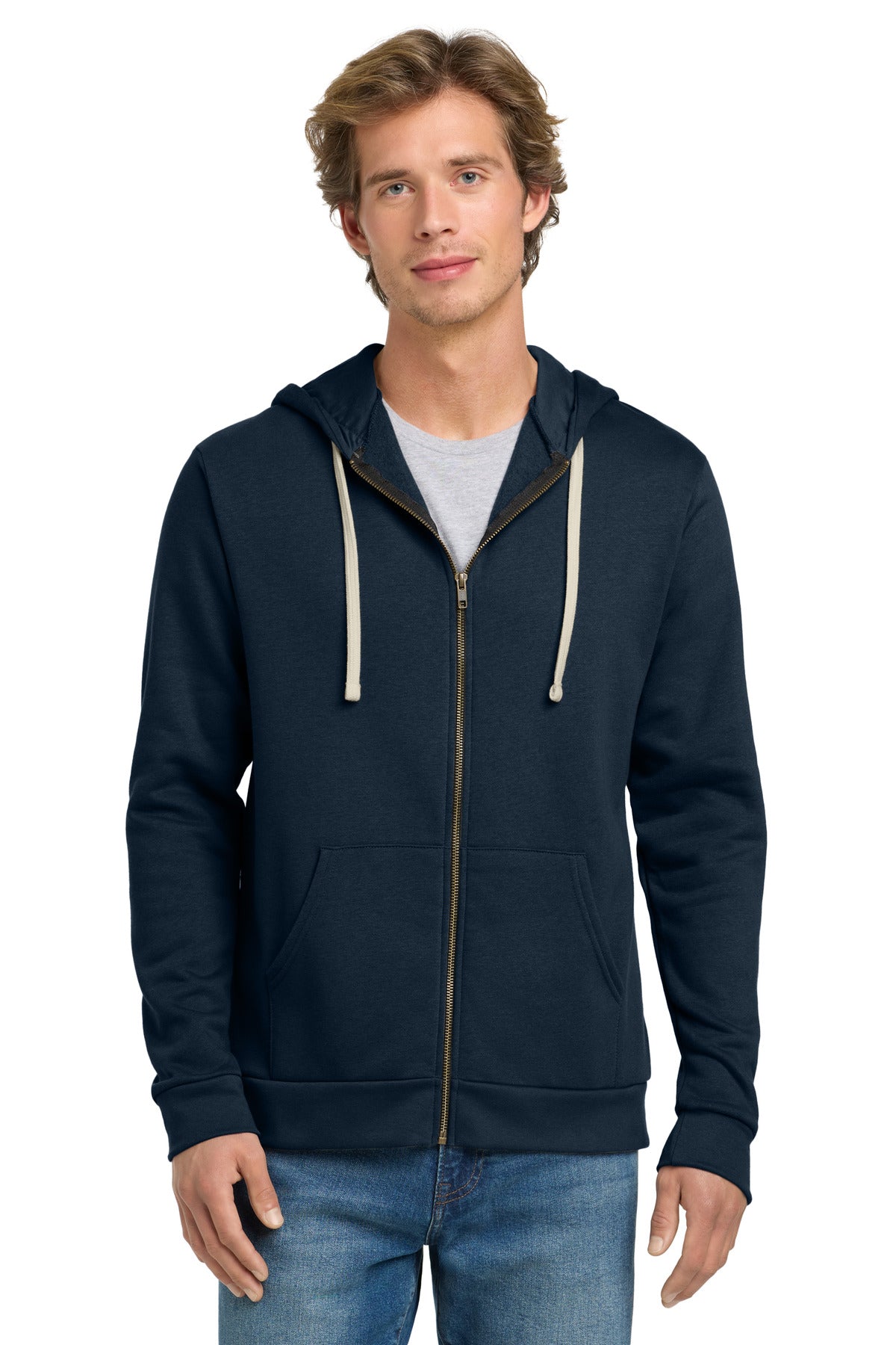 Custom logo Next Level Apparel® Adult Santa Barbara Zip Hoodie. NL9602 in Midnight Navy