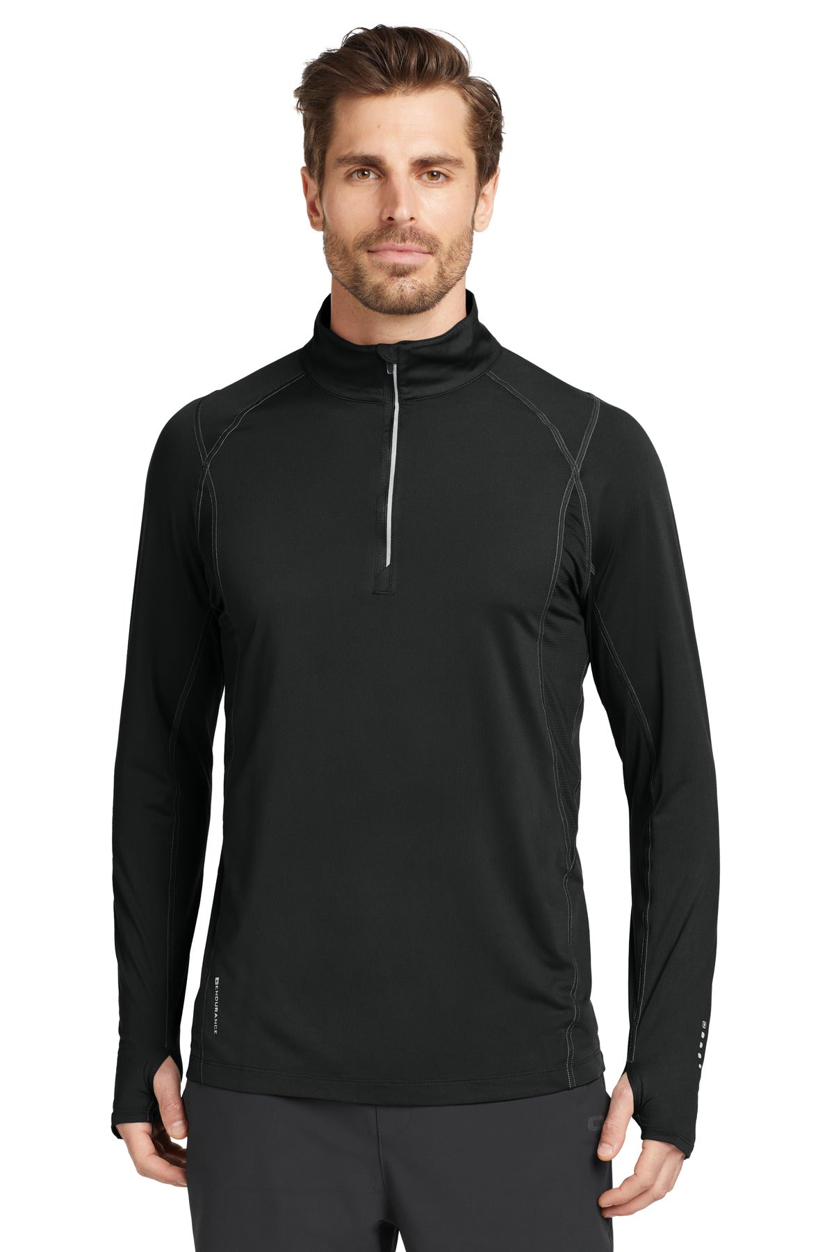 Custom logo OGIO® Nexus 1/4-Zip Pullover. OE335 in Blacktop