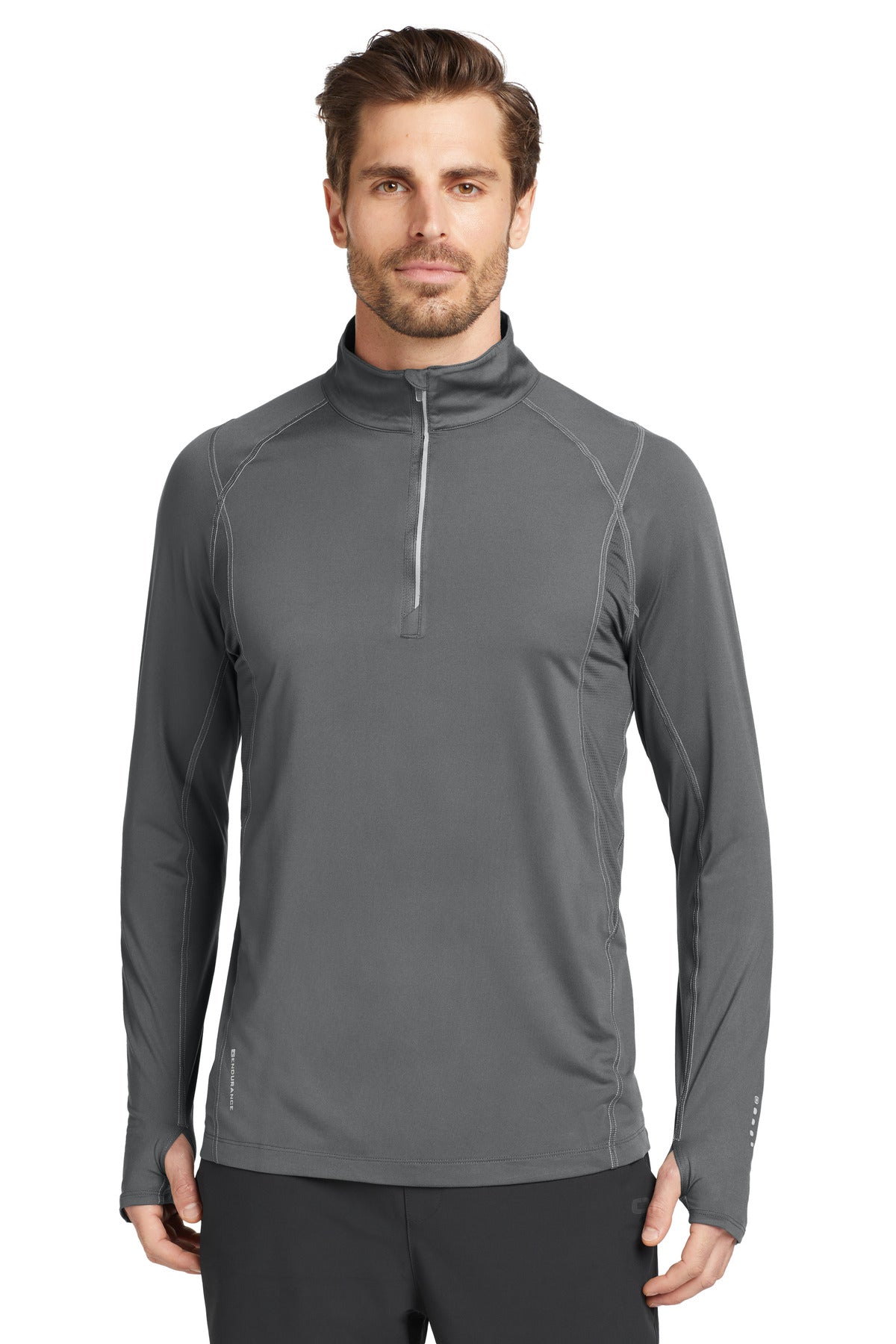 Custom logo OGIO® Nexus 1/4-Zip Pullover. OE335 in Gear Grey