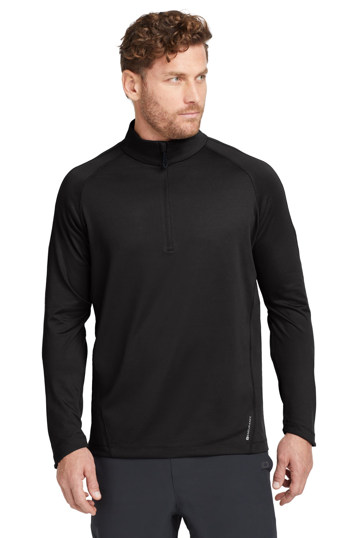 Custom logo OGIO® Radius 1/4-Zip. OE550 in Blacktop
