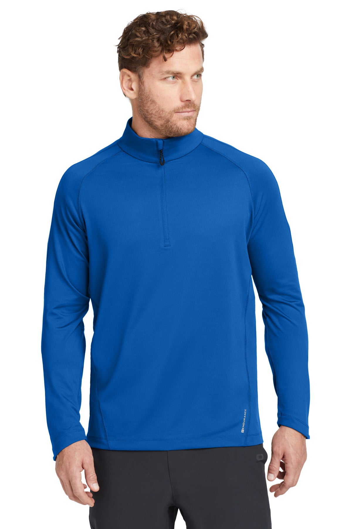 Custom logo OGIO® Radius 1/4-Zip. OE550 in Electric Blue