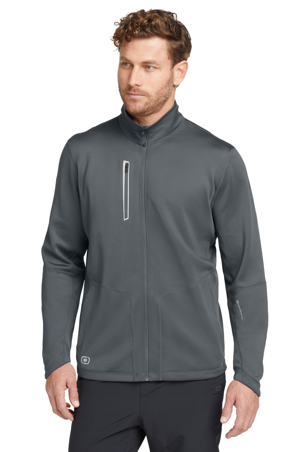 Custom logo OGIO® Fulcrum Full-Zip. OE700 in Gear Grey