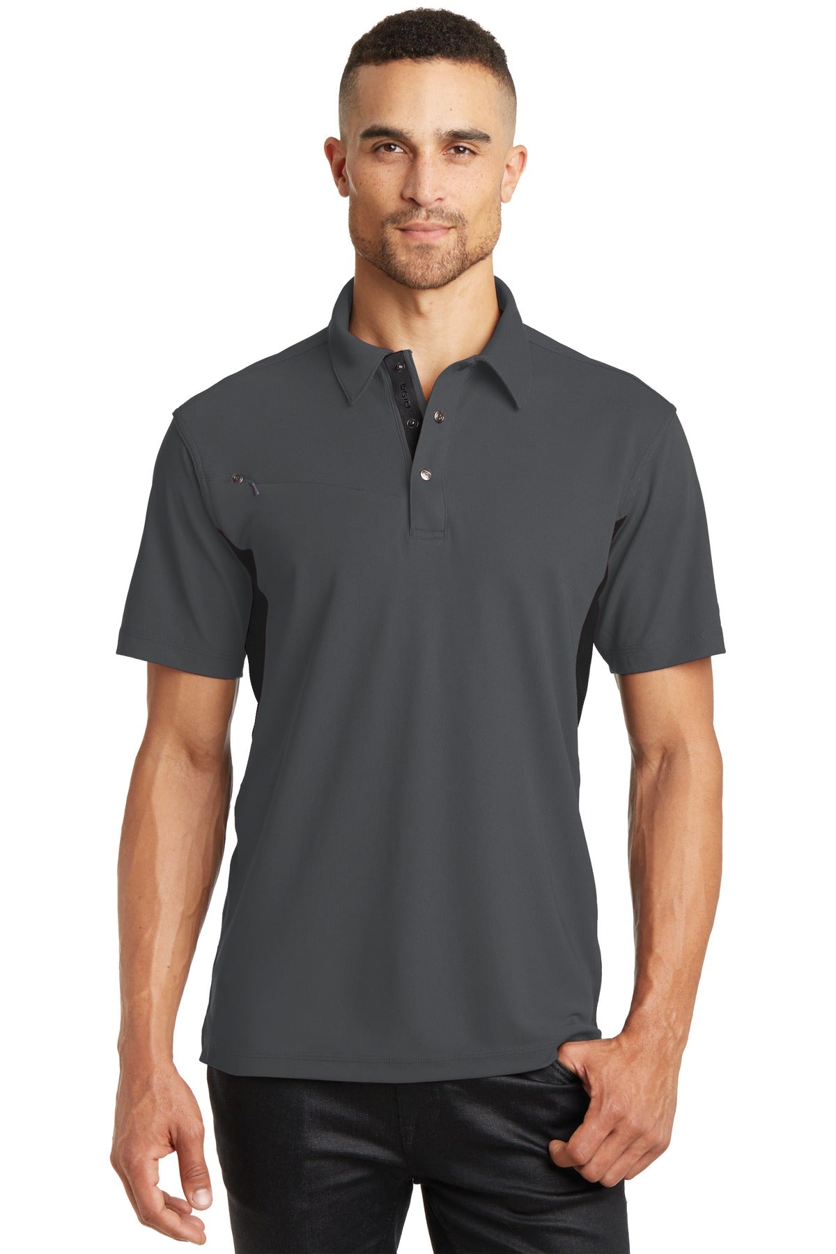 Custom logo OGIO® - Accelerator Polo. OG102 in Diesel Grey/ Blacktop