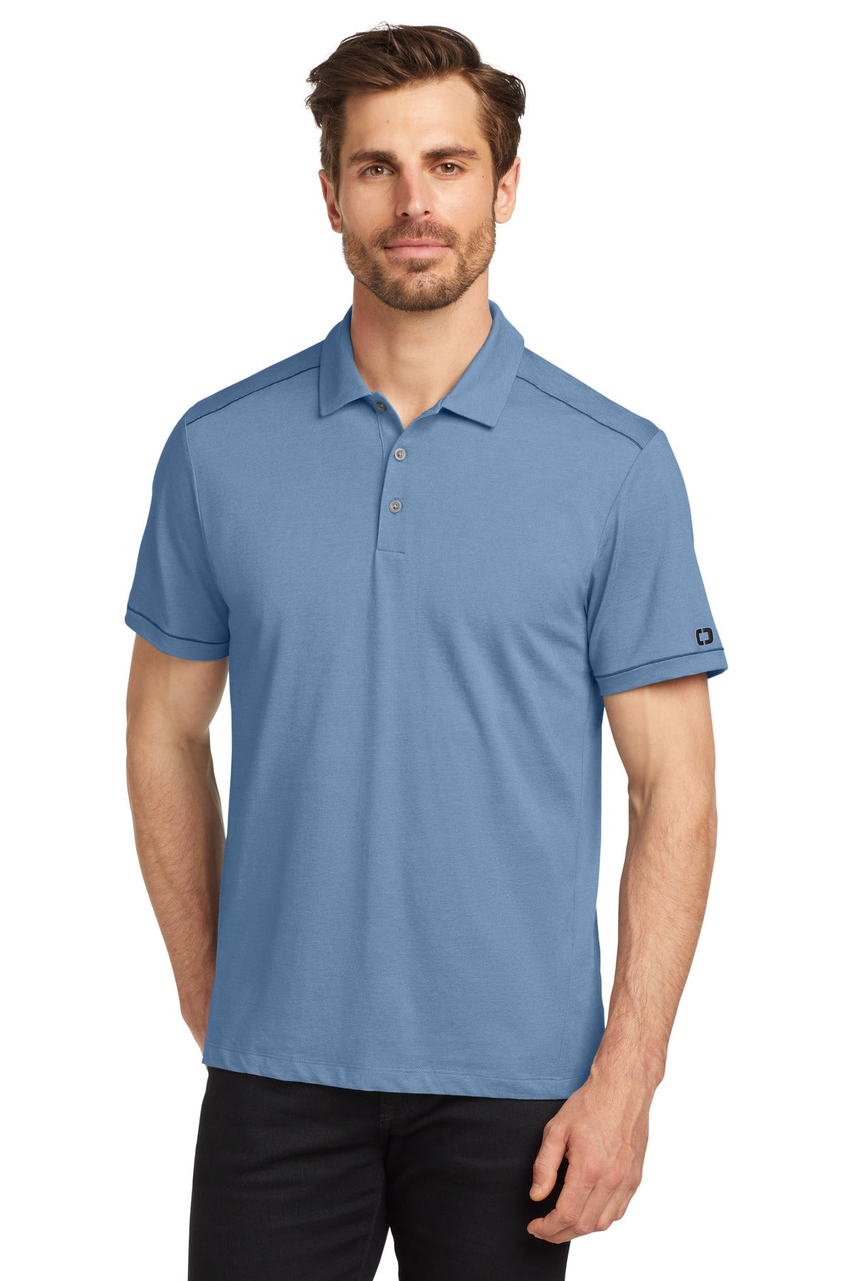 Custom logo OGIO ® Code Stretch Polo. OG146 in Force Blue Heather