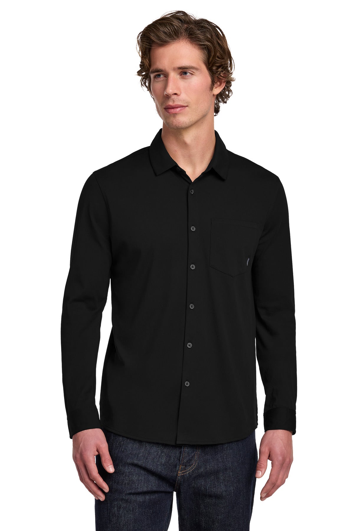 Custom logo OGIO® Extend Long Sleeve Button-Up OG161 in Blacktop