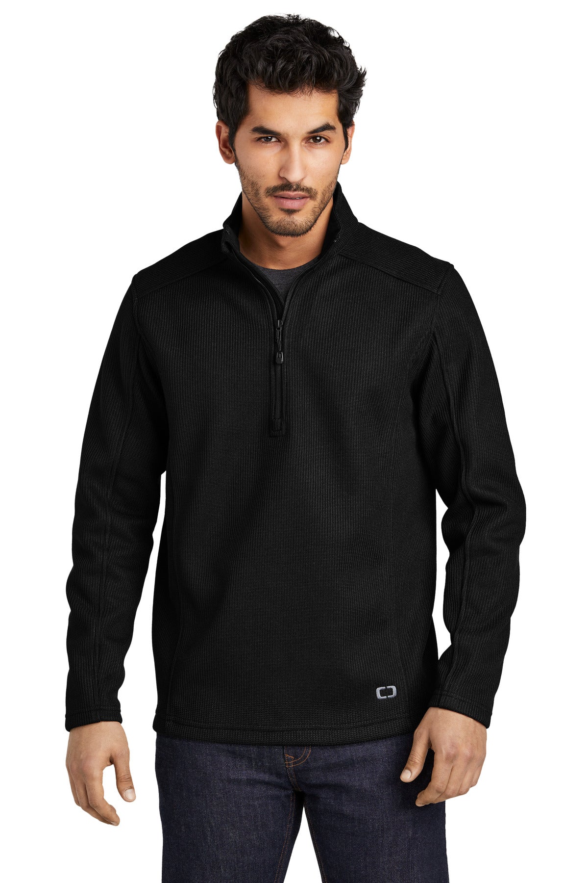 Custom logo OGIO® Grit Fleece 1/2-Zip OG729 in Blacktop