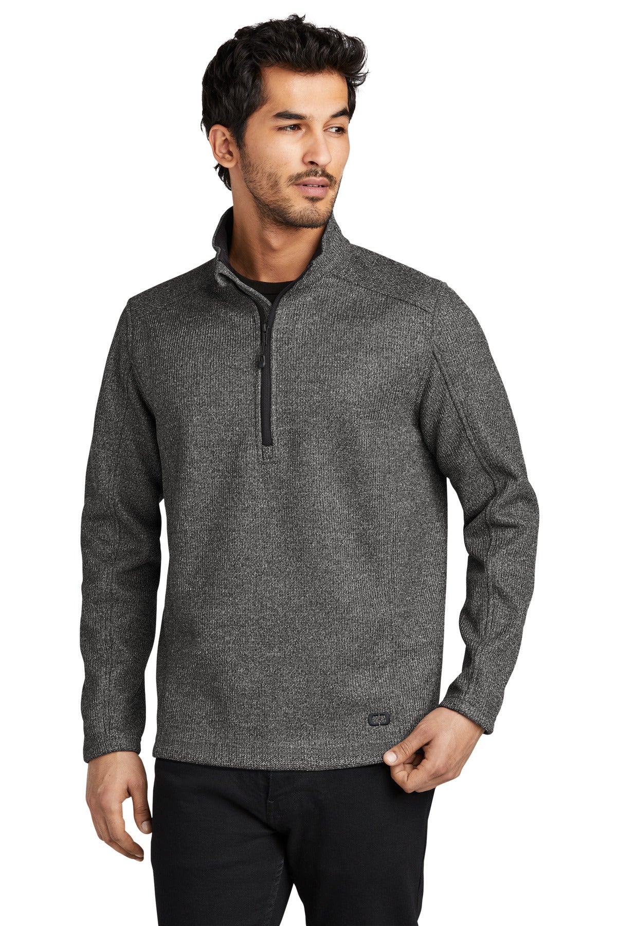 Custom logo OGIO® Grit Fleece 1/2-Zip OG729 in Diesel Grey Heather