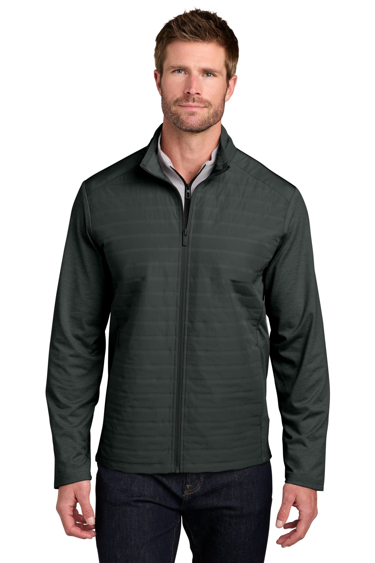 Custom logo OGIO® Driveline Hybrid Jacket OG760 in Blacktop