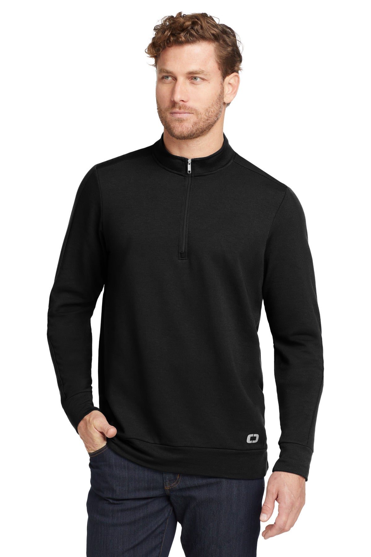 Custom logo OGIO ® Luuma 1/2-Zip Fleece. OG813 in Blacktop