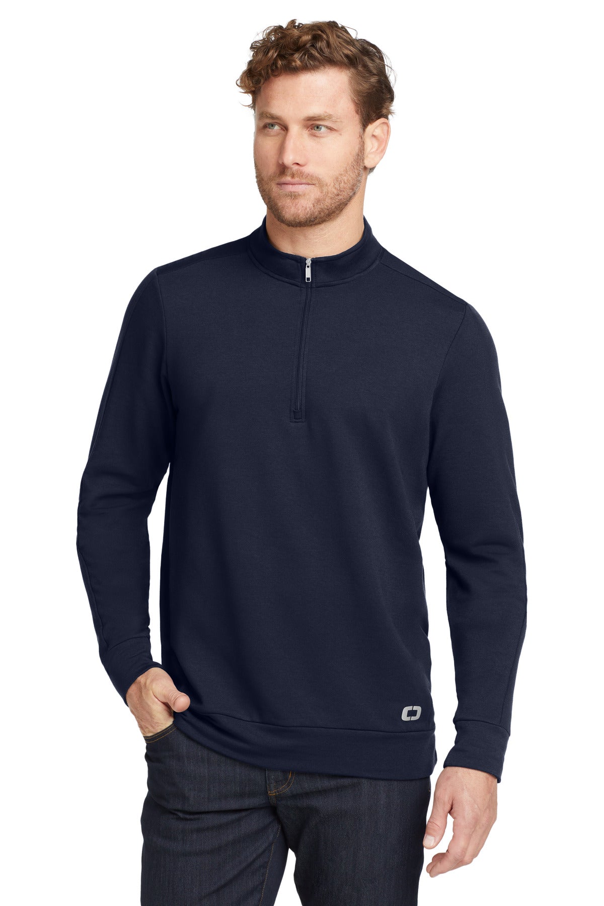 Custom logo OGIO ® Luuma 1/2-Zip Fleece. OG813 in River Blue Navy