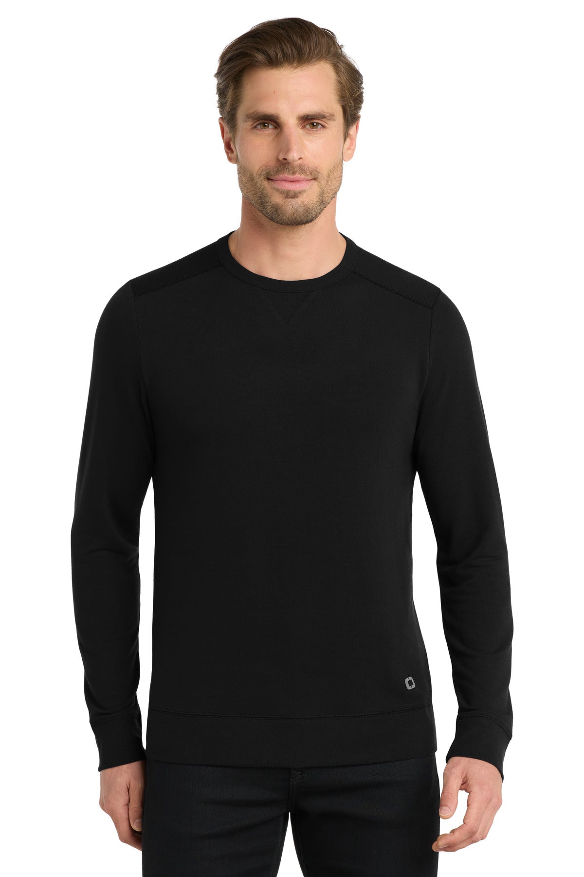 Custom logo OGIO® Luuma Flex Long Sleeve Crew OG825 in Blacktop