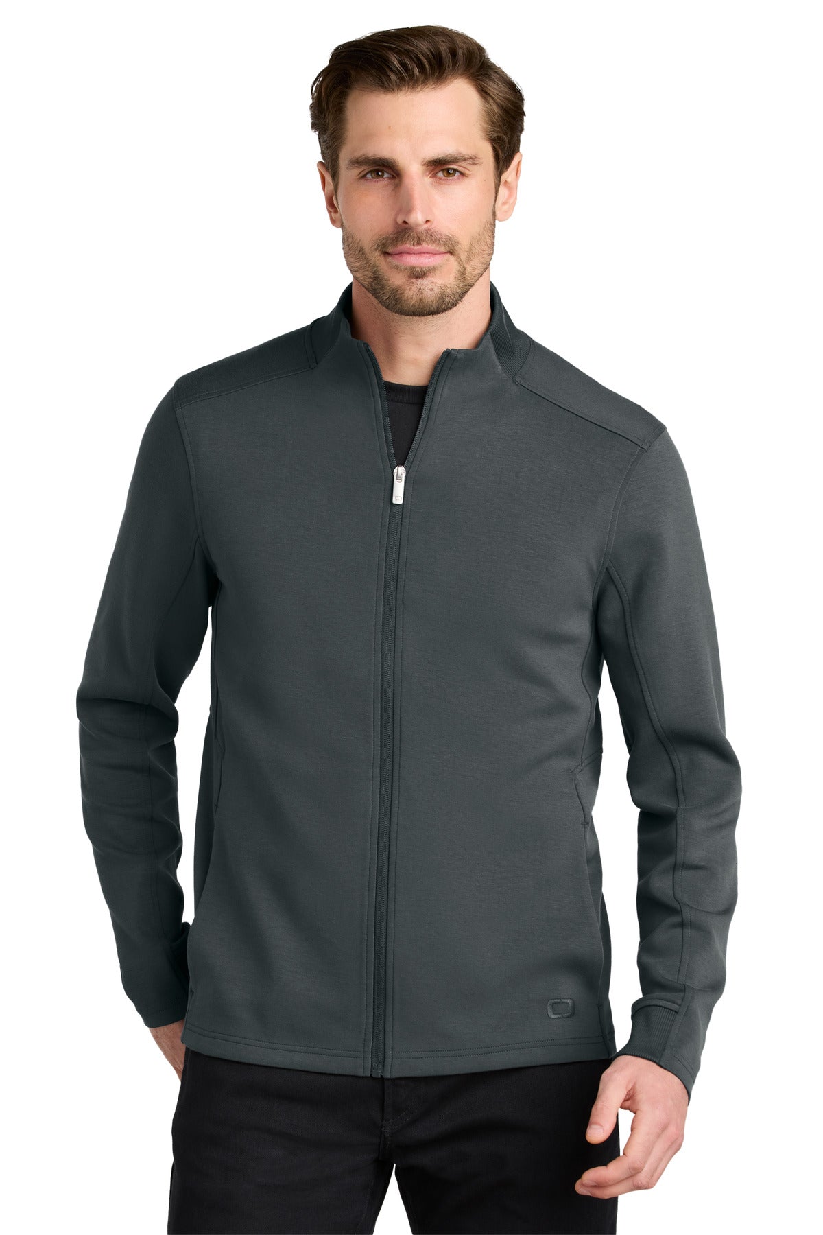 Custom logo OGIO® Transcend Full-Zip OG860 in Tarmac Grey