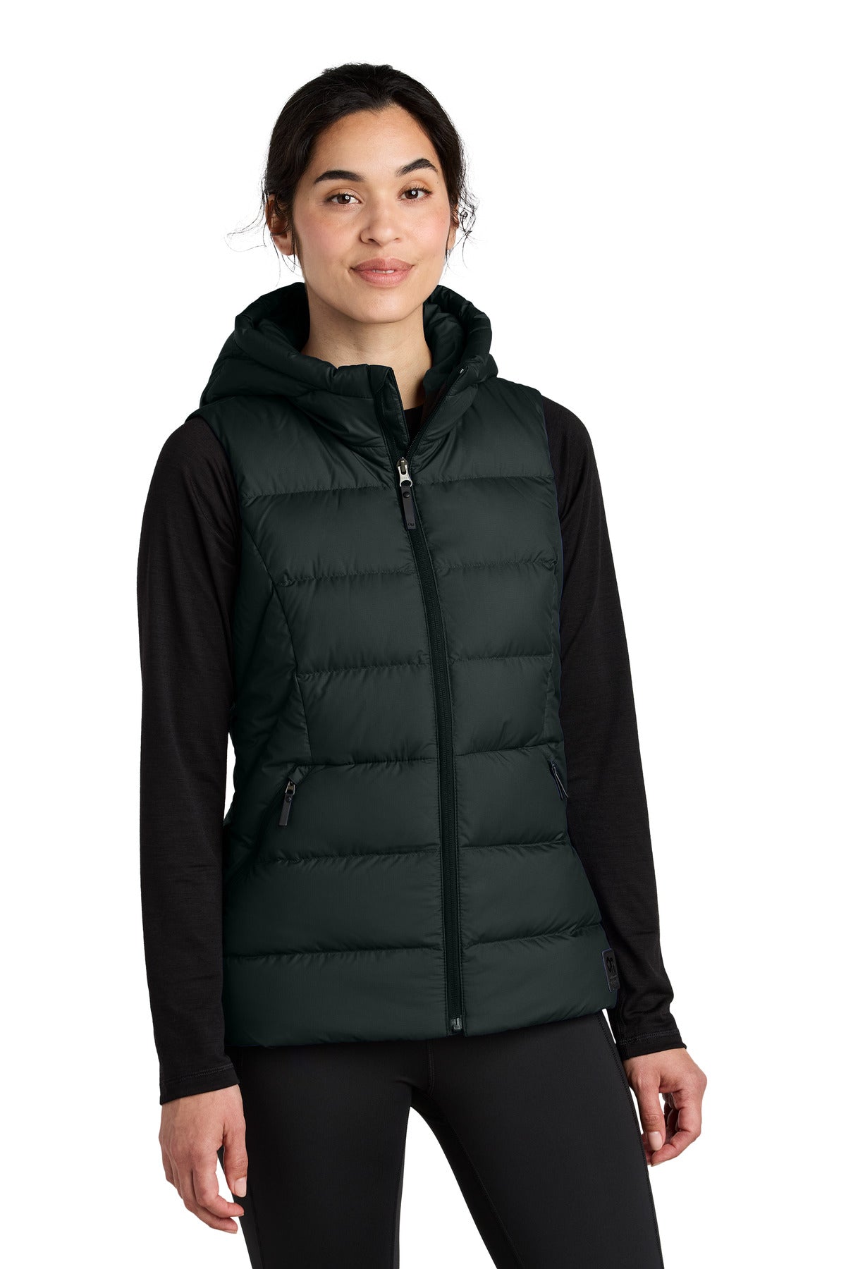 Custom logo LIMITED EDITION Outdoor Research® Women's Coldsnap Hooded Down Vest OR322218 in Black