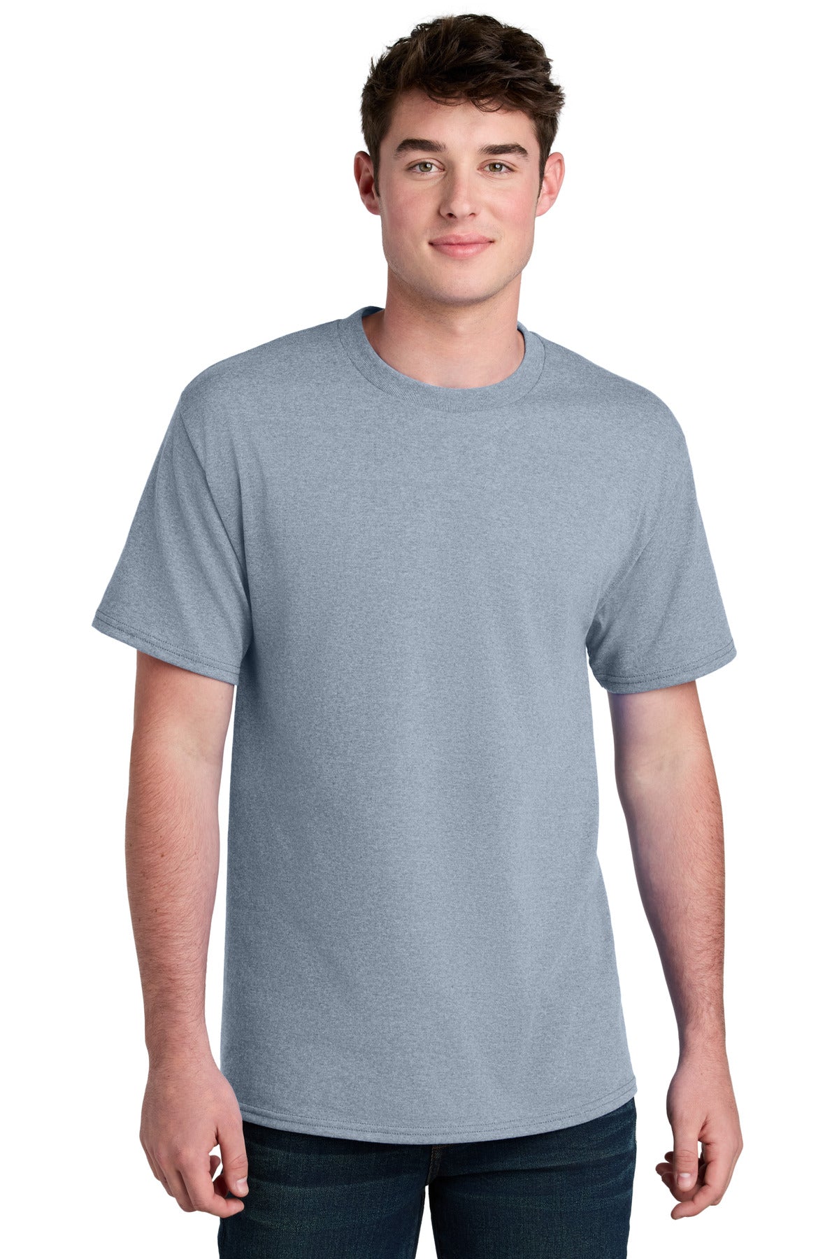 Custom logo Port & Co® Core Blend Recycled Tee PC01 in Athletic Heather