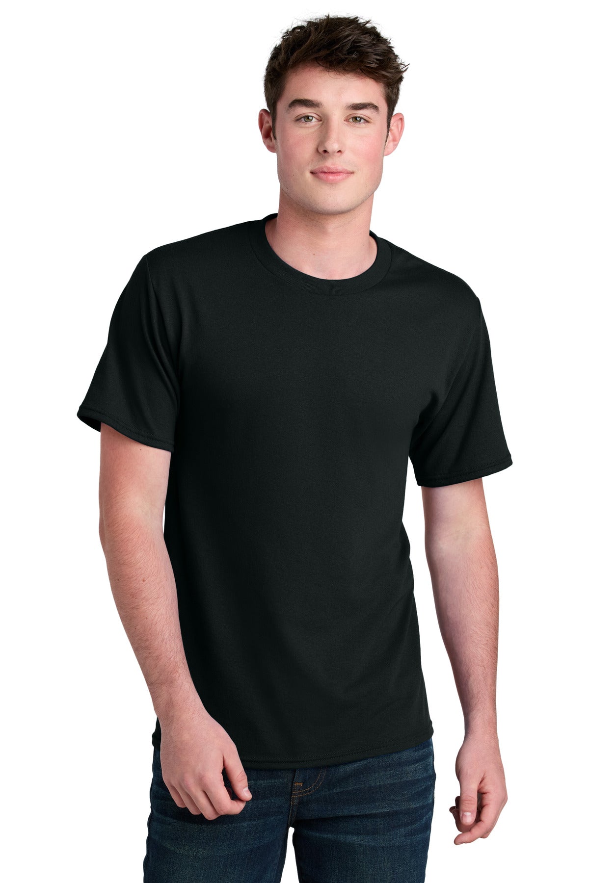 Custom logo Port & Co® Core Blend Recycled Tee PC01 in Jet Black