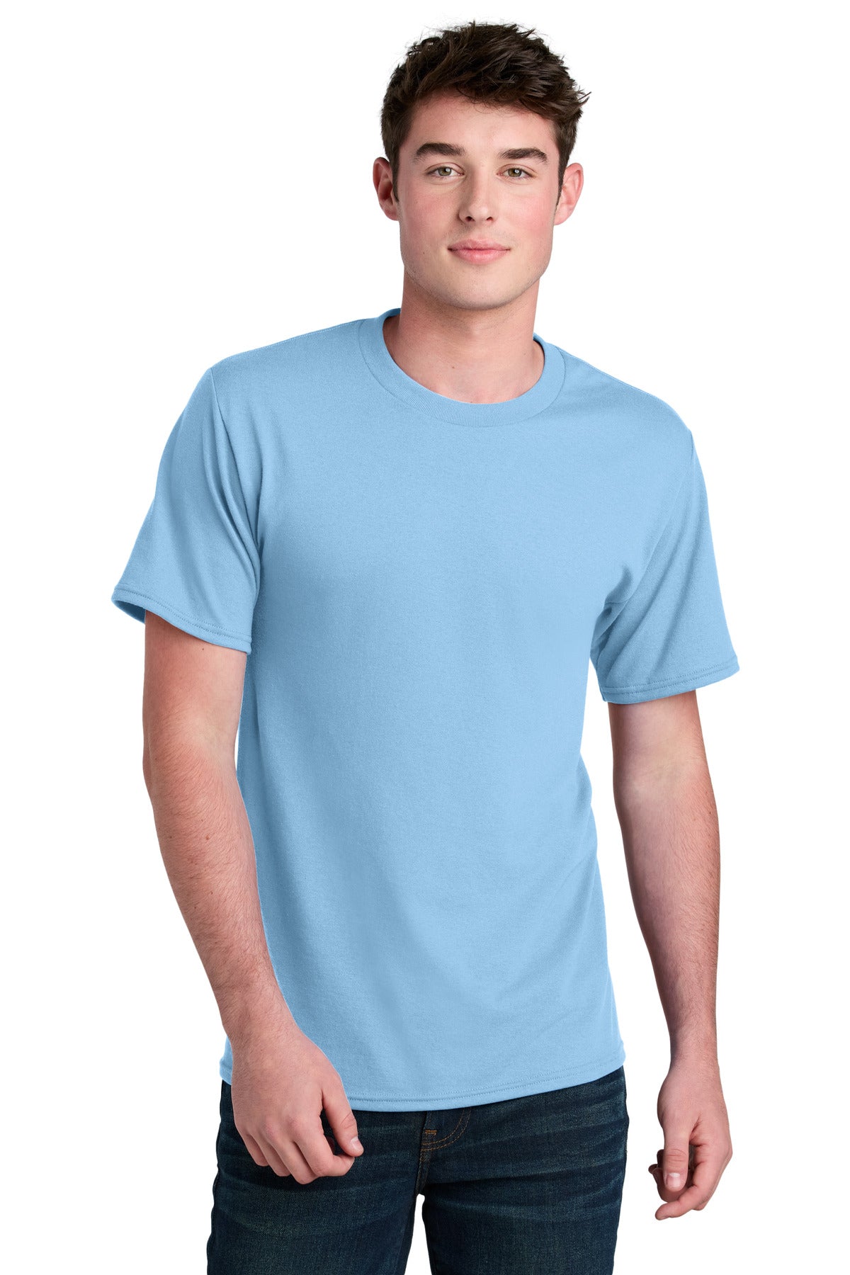 Custom logo Port & Co® Core Blend Recycled Tee PC01 in Light Blue