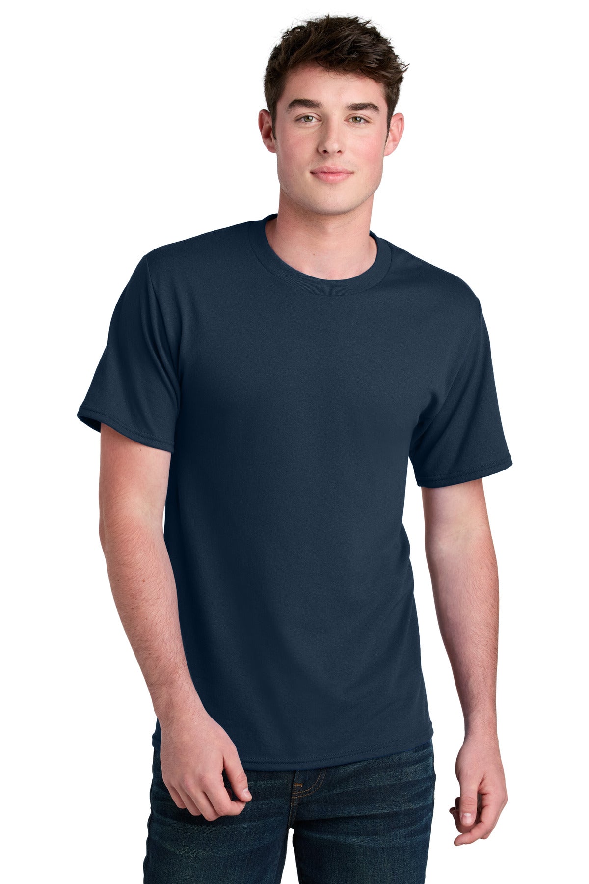 Custom logo Port & Co® Core Blend Recycled Tee PC01 in Navy