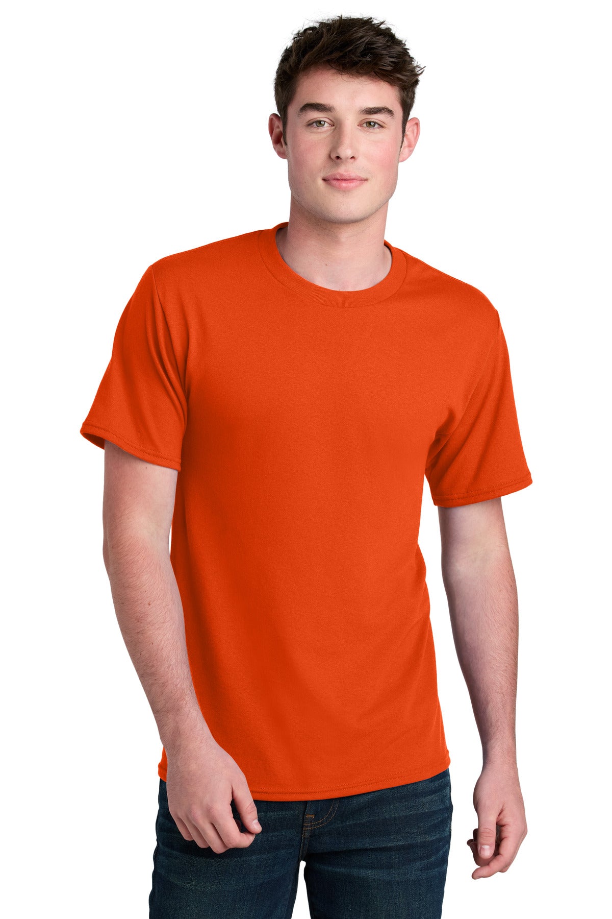 Custom logo Port & Co® Core Blend Recycled Tee PC01 in Orange