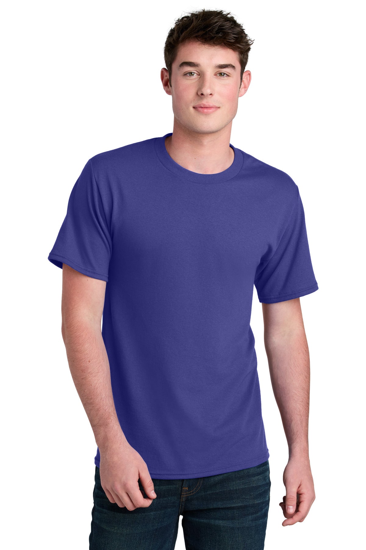 Custom logo Port & Co® Core Blend Recycled Tee PC01 in Purple