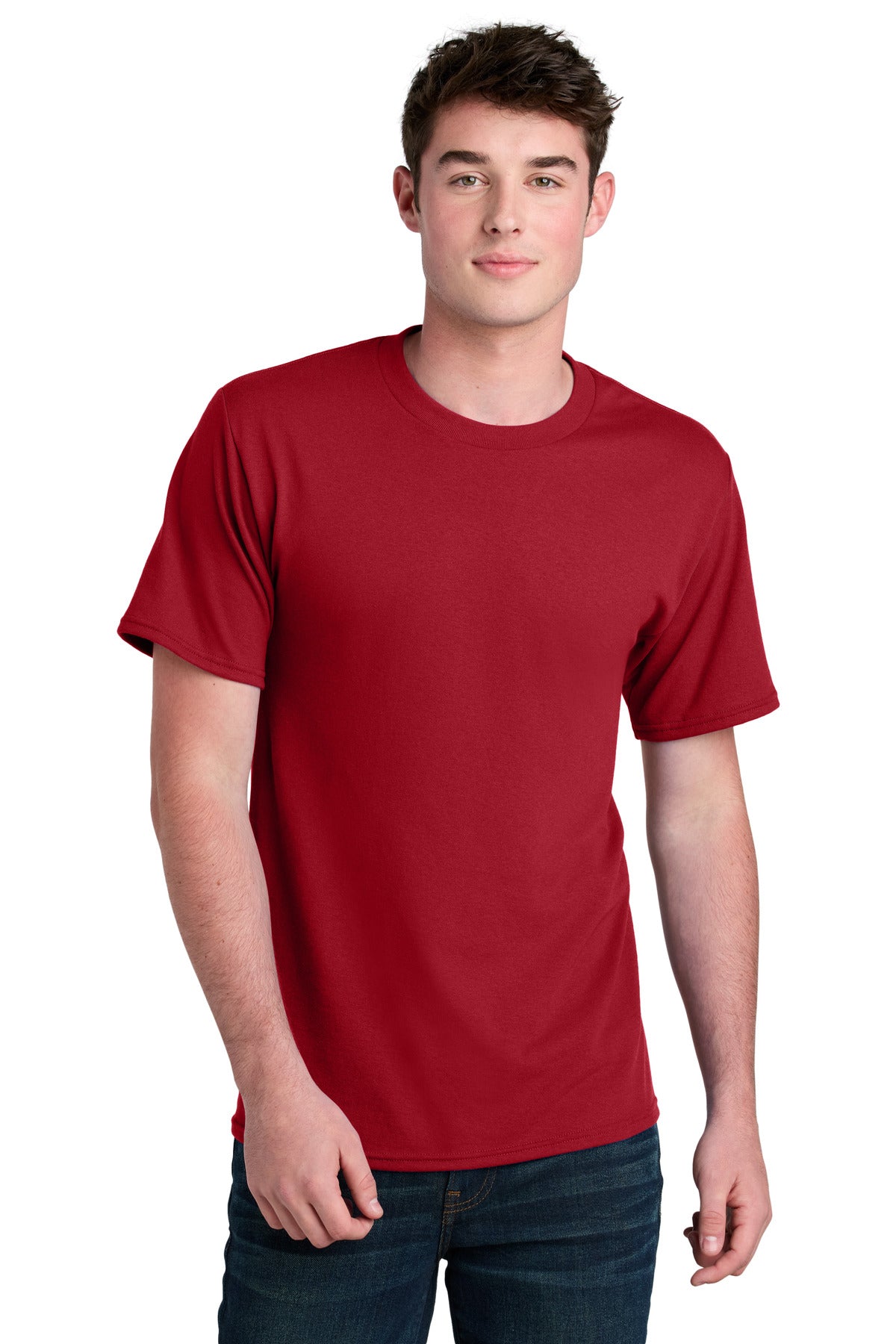 Custom logo Port & Co® Core Blend Recycled Tee PC01 in Red