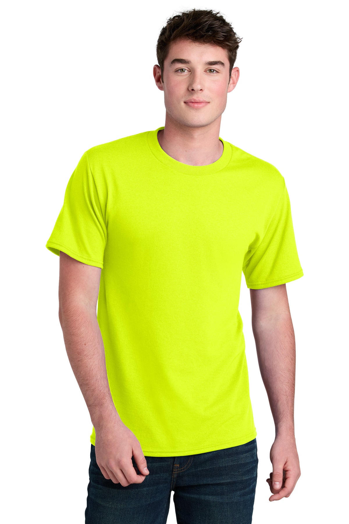 Custom logo Port & Co® Core Blend Recycled Tee PC01 in S. Green