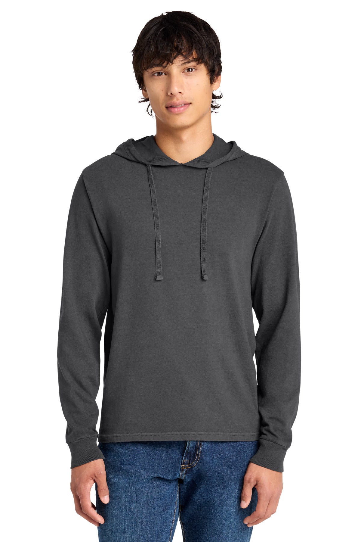 Custom logo Port & Co® Beach Wash® Garment-Dyed Pullover Hooded Tee PC099H in Coal