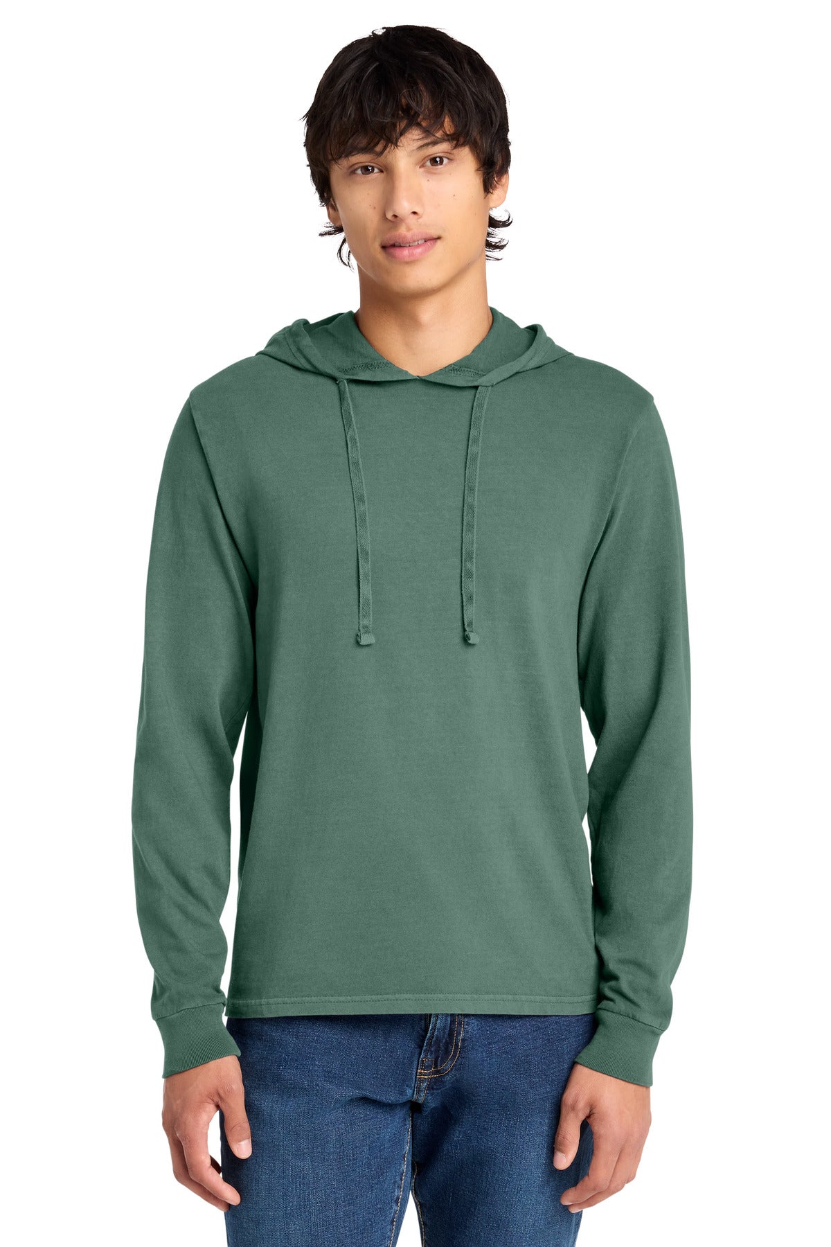 Custom logo Port & Co® Beach Wash® Garment-Dyed Pullover Hooded Tee PC099H in Nordic Green