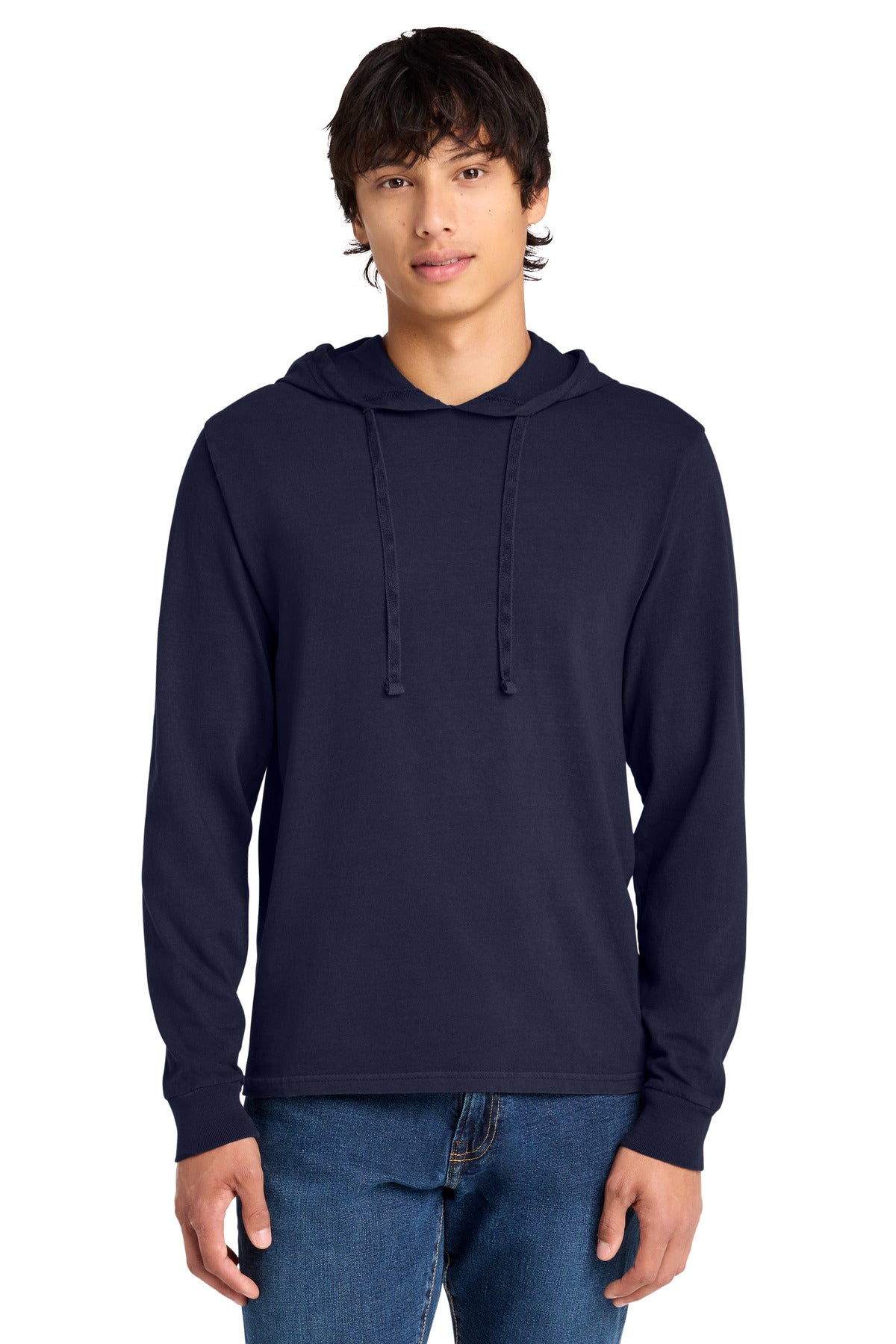 Custom logo Port & Co® Beach Wash® Garment-Dyed Pullover Hooded Tee PC099H in True Navy