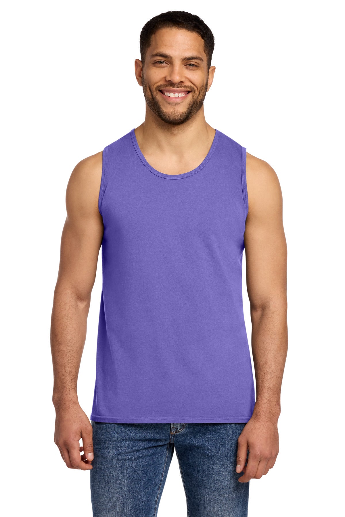 Custom logo Port & Co® Beach Wash® Garment-Dyed Tank.  PC099TT in Amethyst