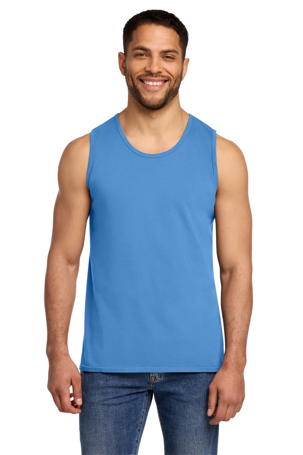 Custom logo Port & Co® Beach Wash® Garment-Dyed Tank.  PC099TT in Blue Moon