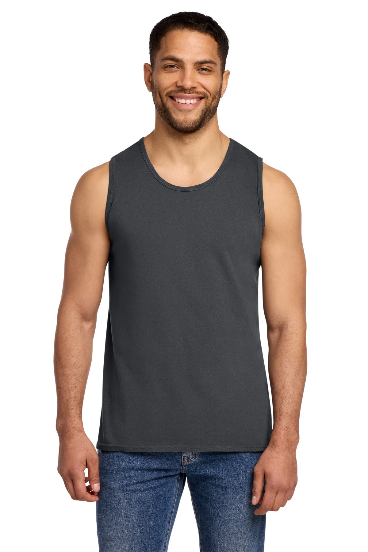 Custom logo Port & Co® Beach Wash® Garment-Dyed Tank.  PC099TT in Coal