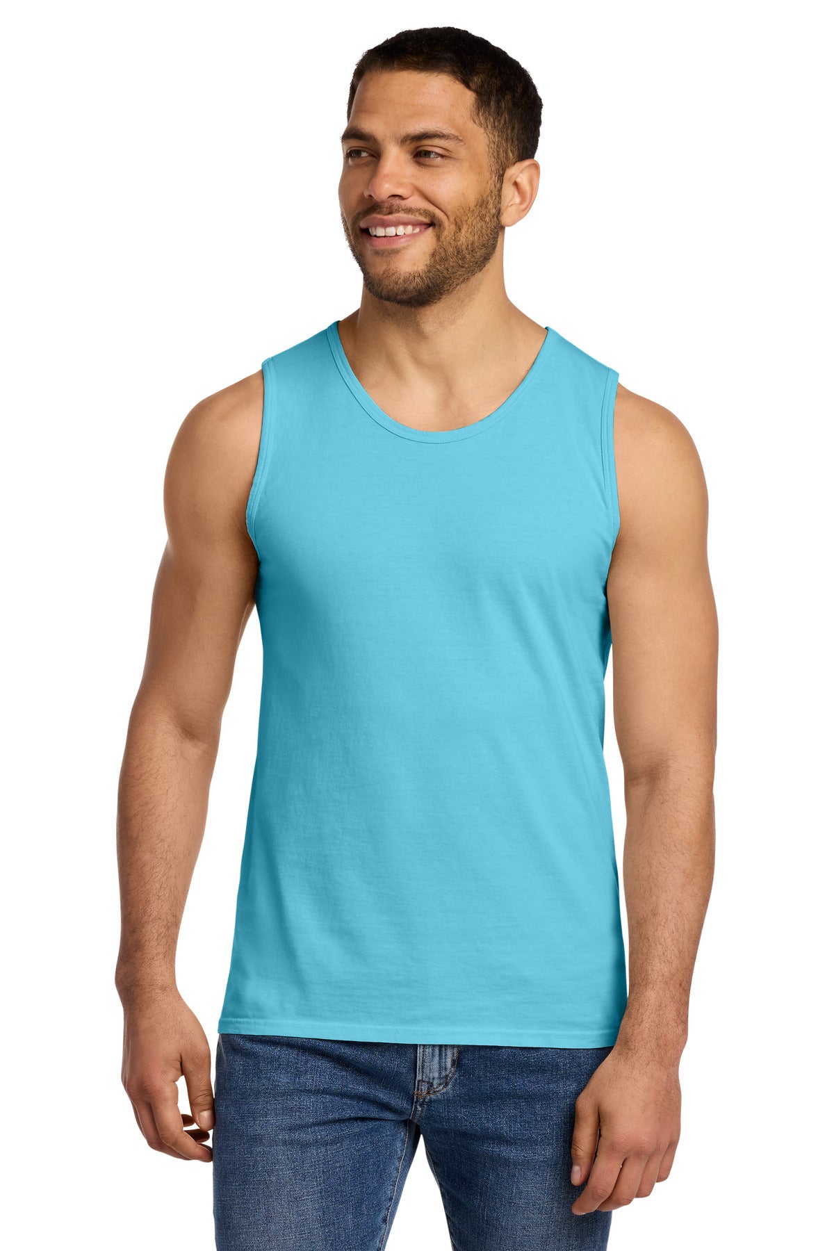 Custom logo Port & Co® Beach Wash® Garment-Dyed Tank.  PC099TT in Tidal Wave