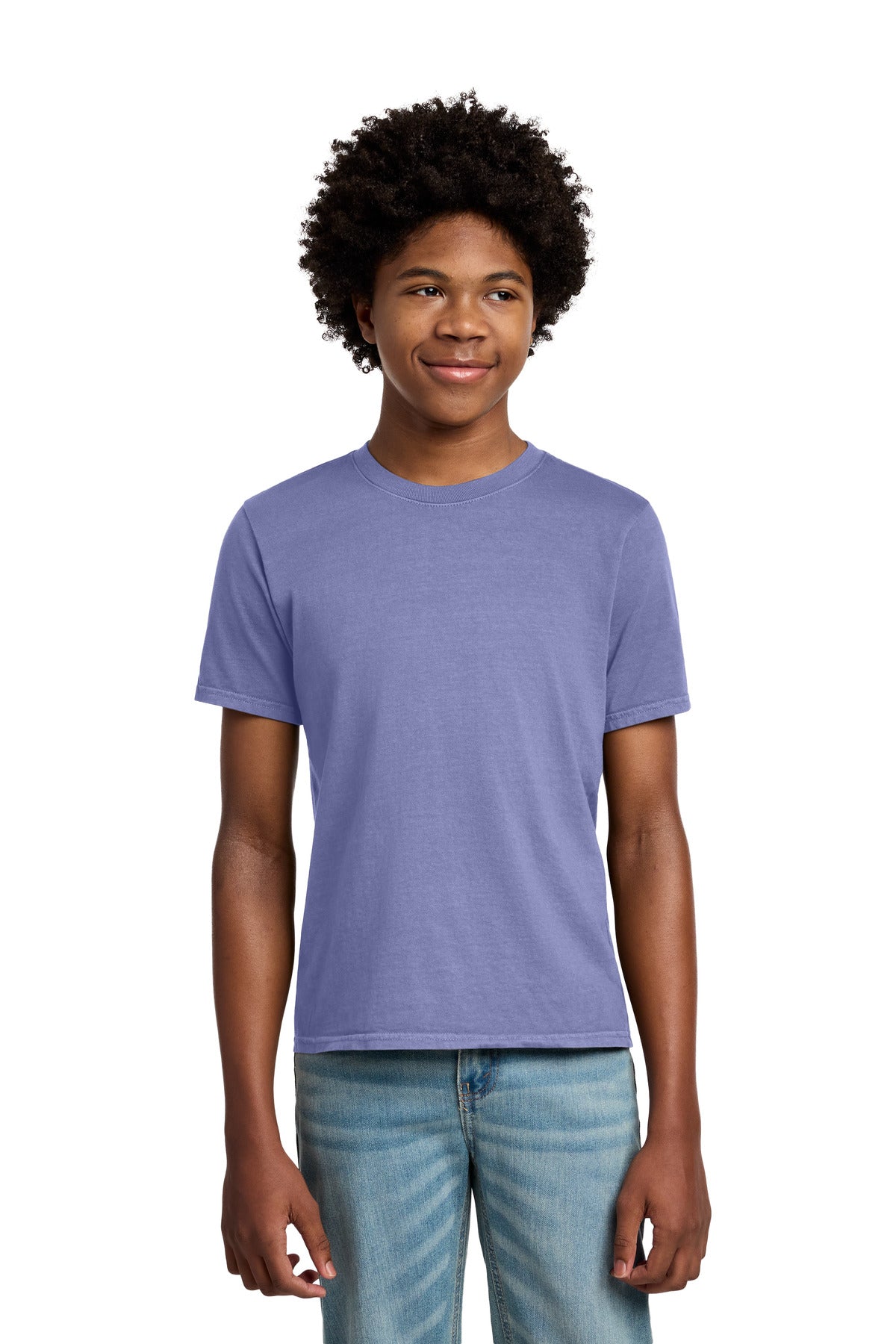 Custom logo Port & Co® Youth Beach Wash® Garment-Dyed Tee. PC099Y in Amethyst