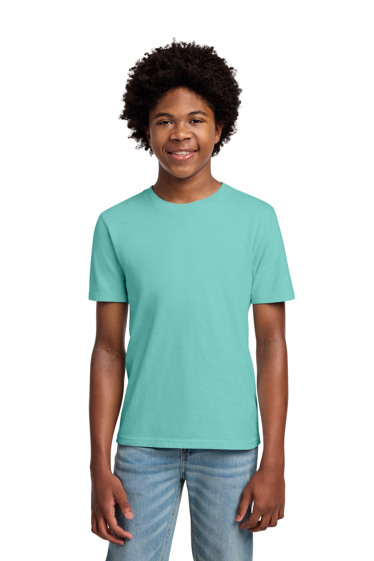 Custom logo Port & Co® Youth Beach Wash® Garment-Dyed Tee. PC099Y in Cool Mint