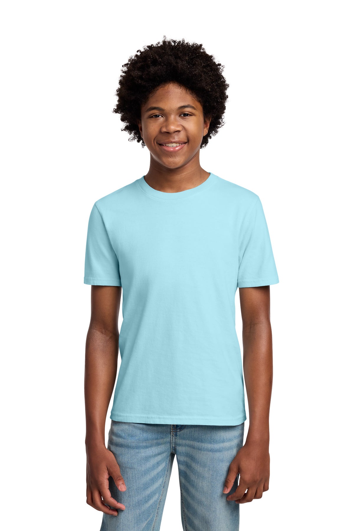 Custom logo Port & Co® Youth Beach Wash® Garment-Dyed Tee. PC099Y in Glacier