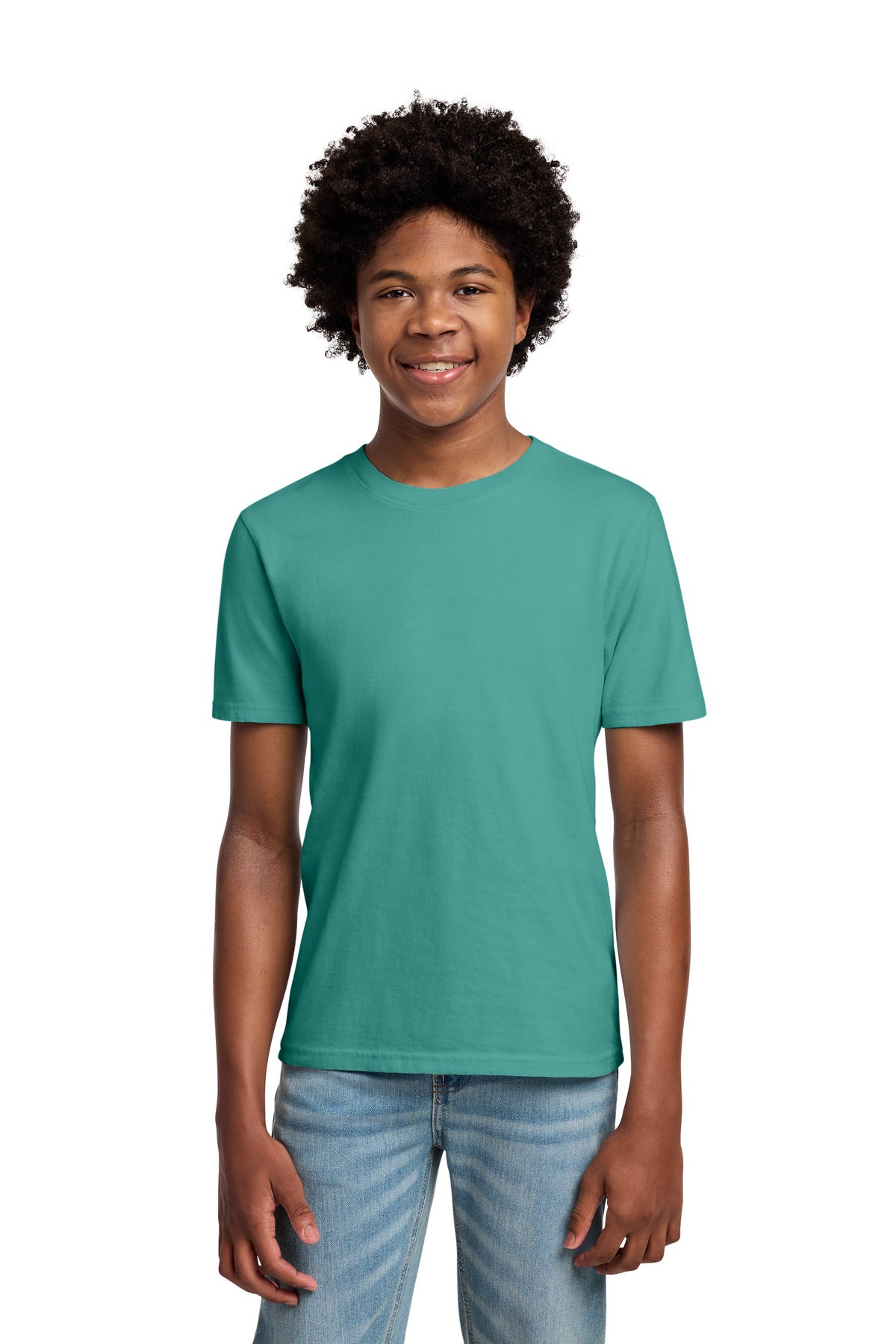 Custom logo Port & Co® Youth Beach Wash® Garment-Dyed Tee. PC099Y in Peacock