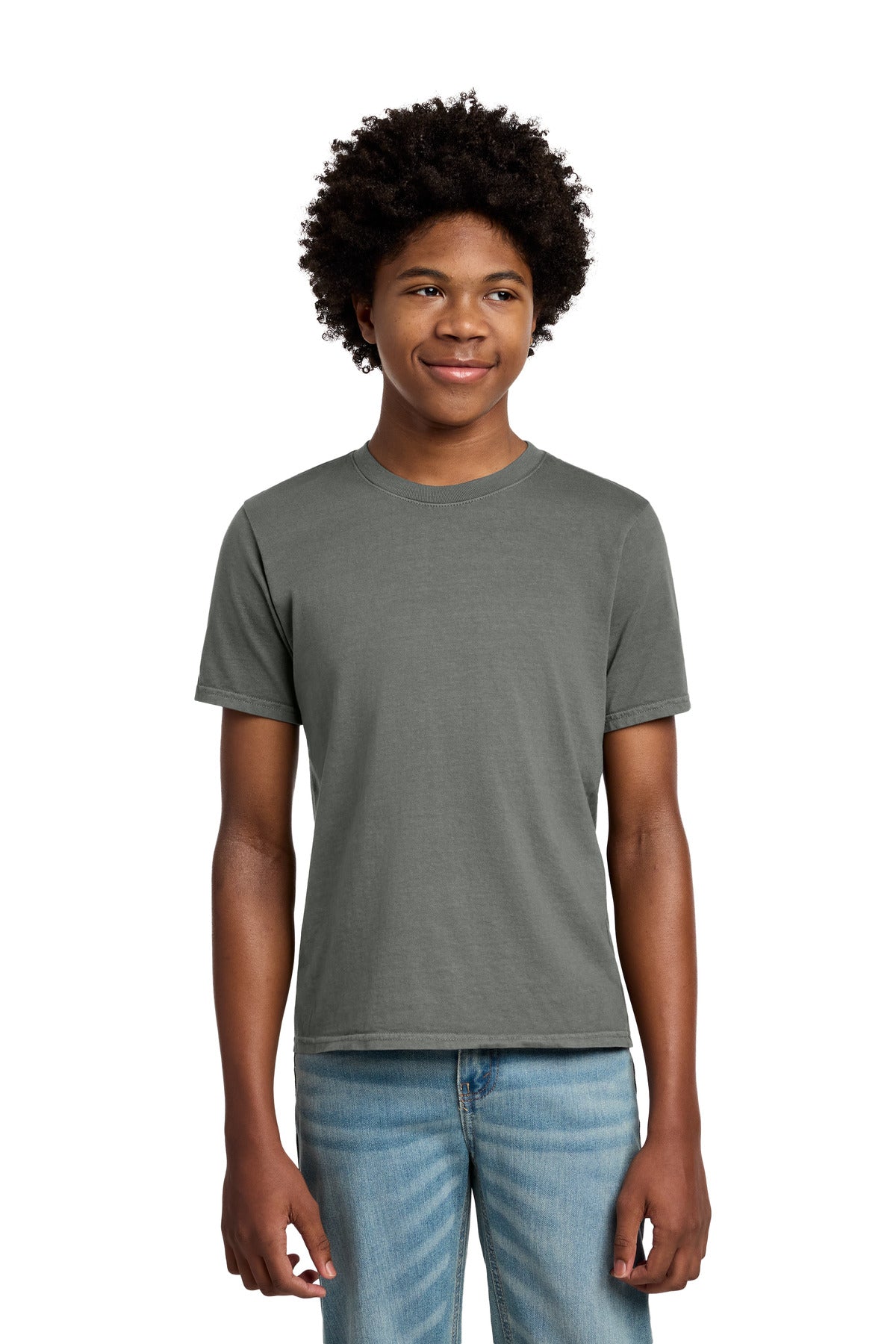 Custom logo Port & Co® Youth Beach Wash® Garment-Dyed Tee. PC099Y in Pewter