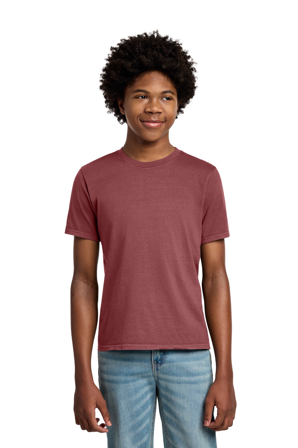 Custom logo Port & Co® Youth Beach Wash® Garment-Dyed Tee. PC099Y in Red Rock