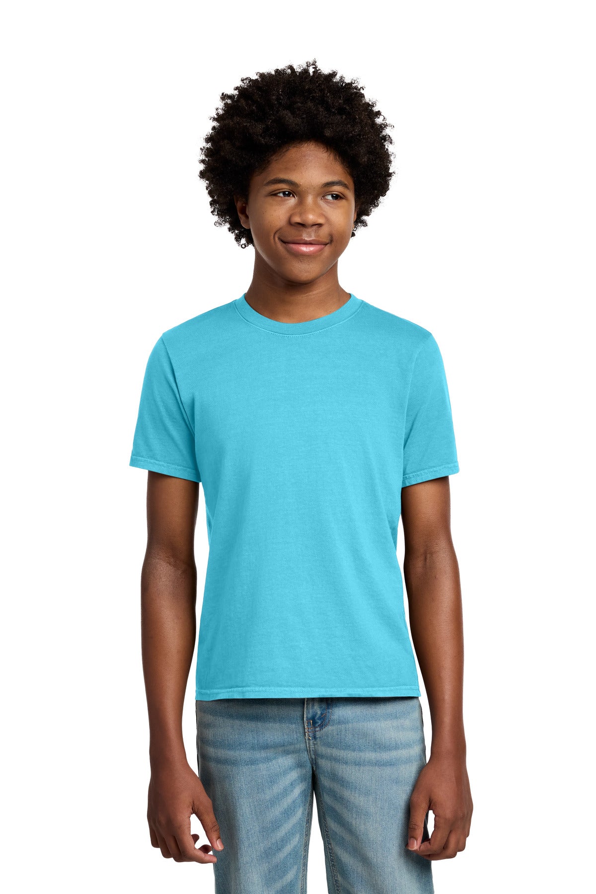 Custom logo Port & Co® Youth Beach Wash® Garment-Dyed Tee. PC099Y in Tidal Wave