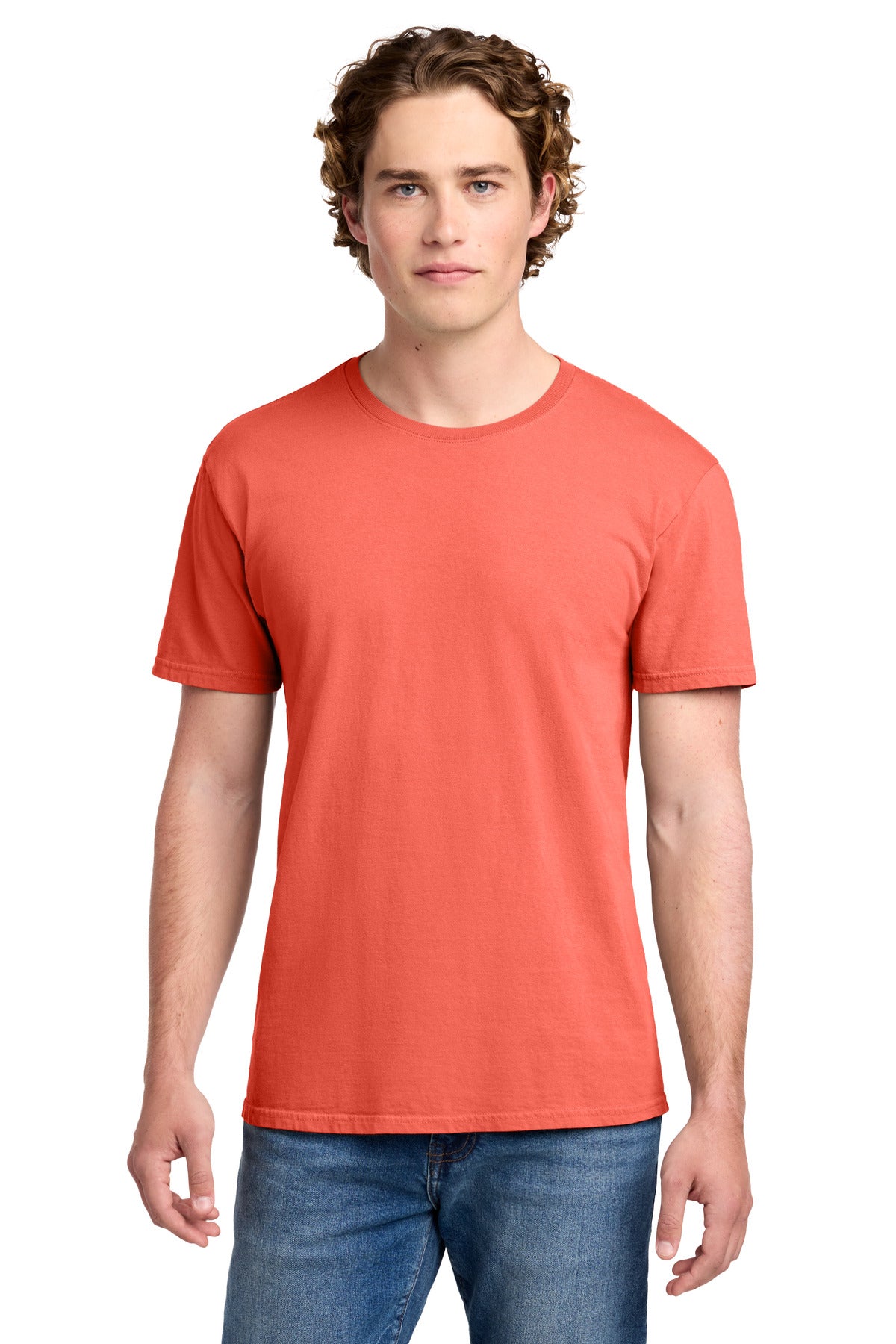 Custom logo Port & Co® Beach Wash® Garment-Dyed Tee. PC099 in Neon Coral