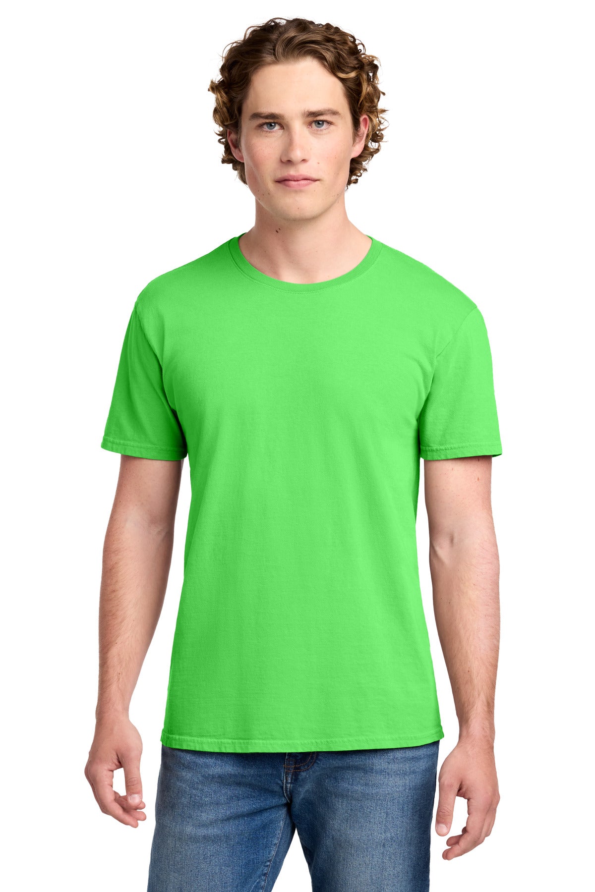Custom logo Port & Co® Beach Wash® Garment-Dyed Tee. PC099 in Neon Green