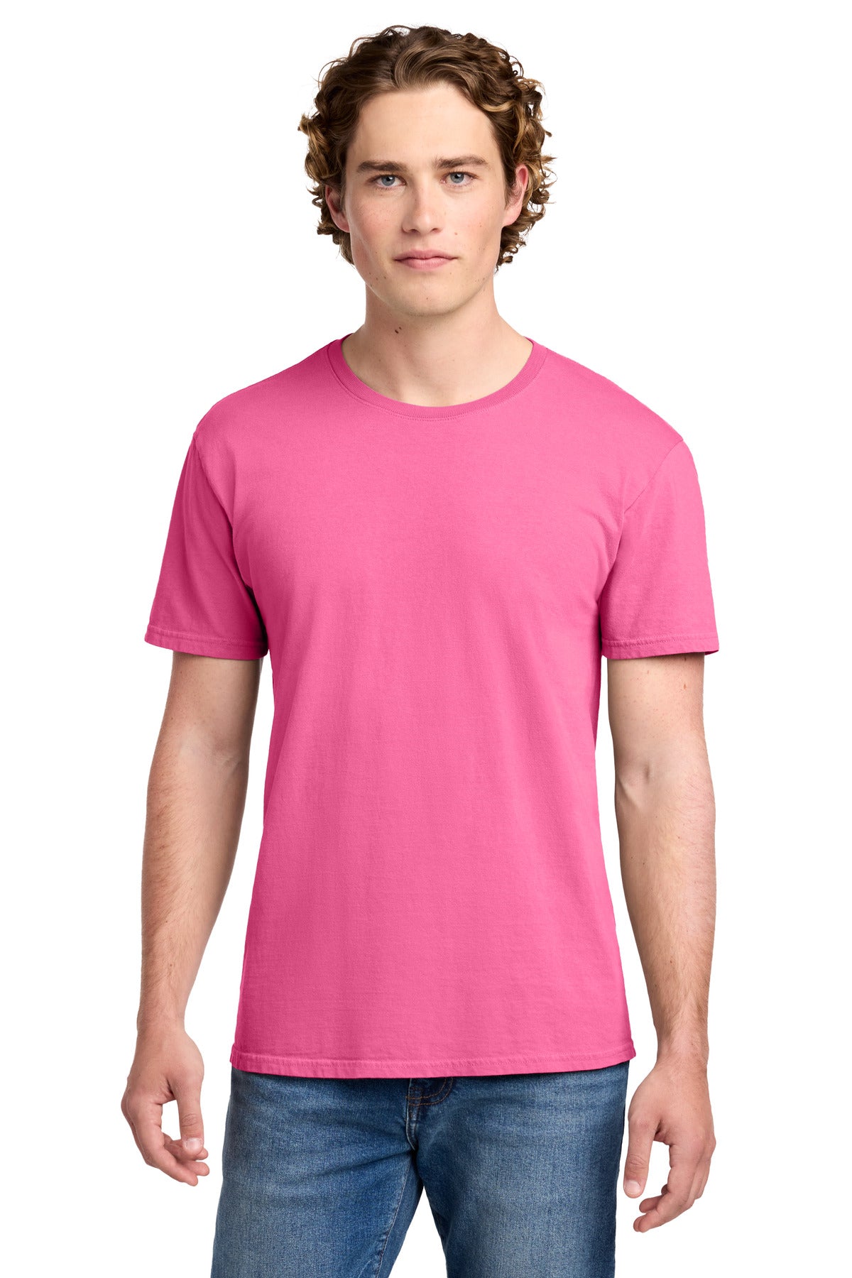 Custom logo Port & Co® Beach Wash® Garment-Dyed Tee. PC099 in Neon Pink
