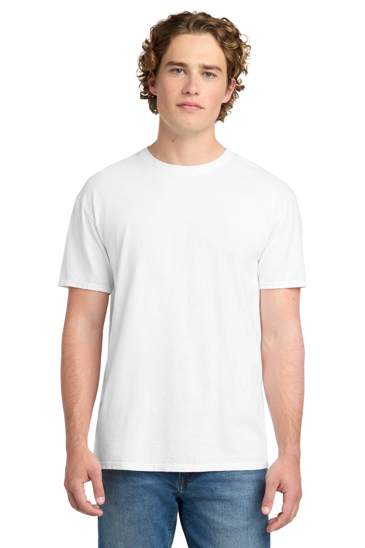 Custom logo Port & Co® Beach Wash® Garment-Dyed Tee. PC099 in White