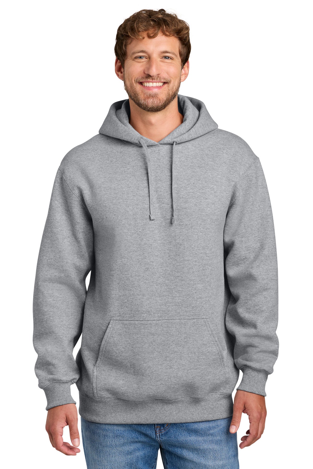 Custom logo Port & Co® Foundation Fleece Pullover Hooded Sweatshirt PC107H in Athletic Heather